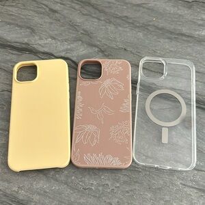 New iPhone 14 Plus three heyday cases. Silicone. The clear one comes with Magnet
